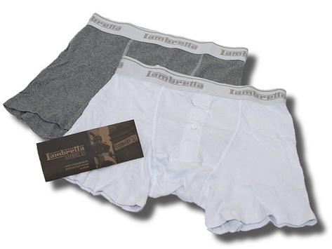 Lambretta 2 Pair Pack Boxer Short Briefs Pants Rib Cotton Grey / White  Preview